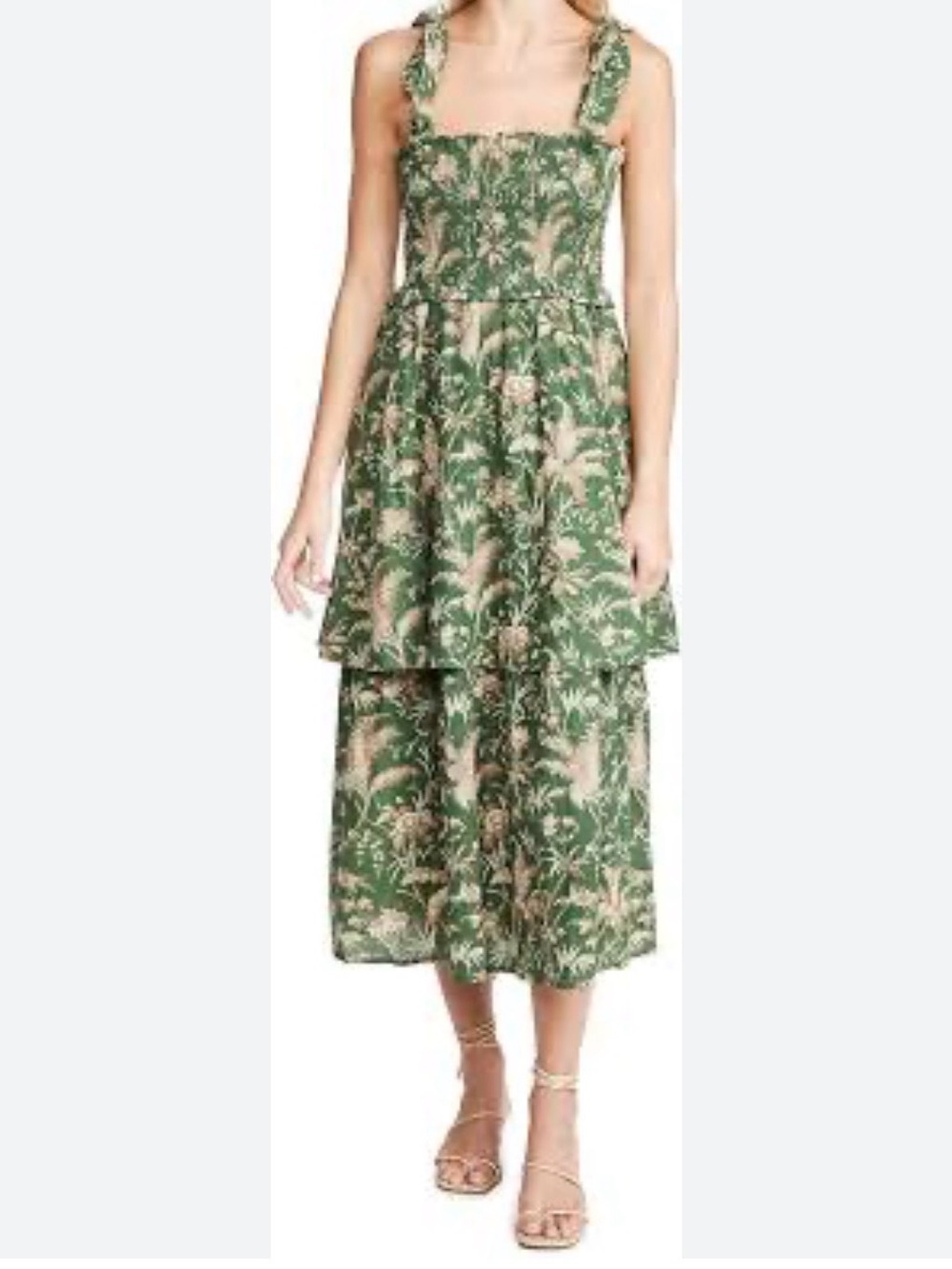 La Vie Rebecca Taylor Talita Trellis green sundress midi smocked dress m medium